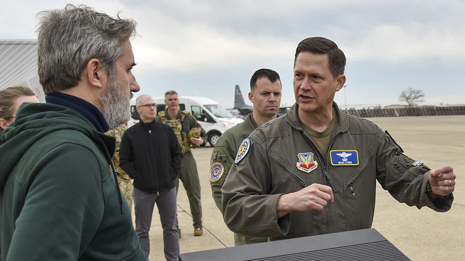 Maj. Gen. David Lyons, 15th Air Force commander, receives an autonomous flight demonstration from AFWERX Autonomy Prime partner Reliable Robotics during the AGILE FLAG exercise in 2024.