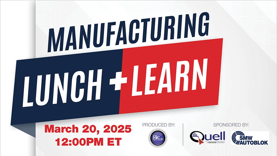 Banner image with text reading Manufacturing Lunch + Learn